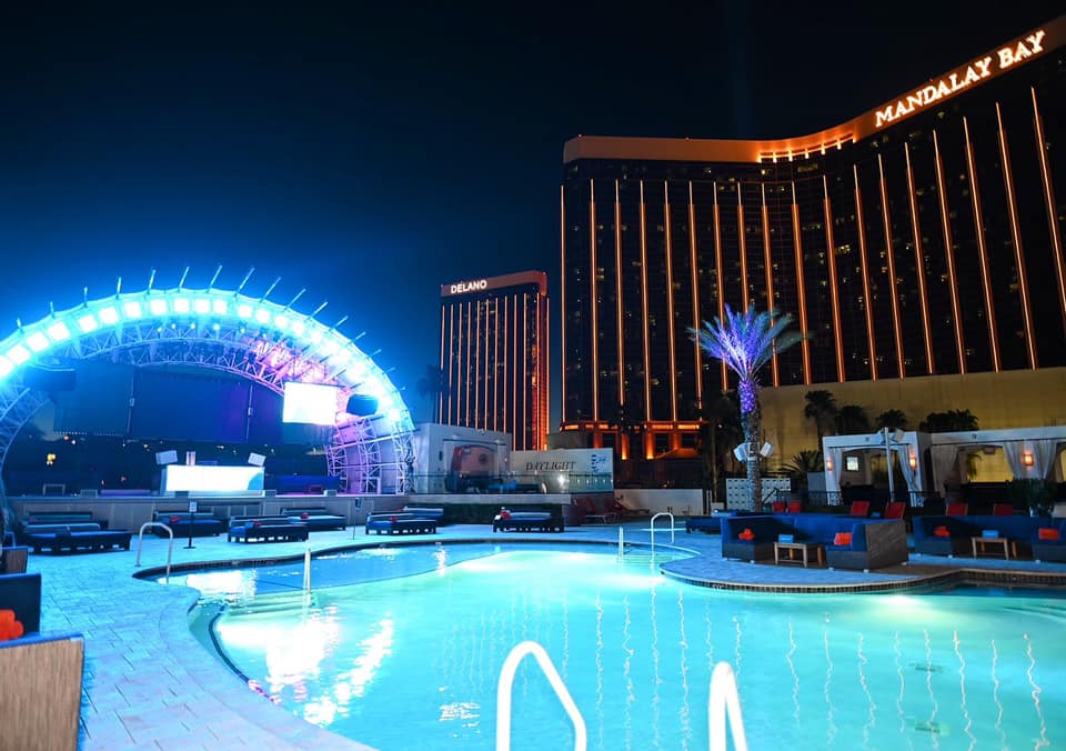 Red Carpet VIP Las vegas night swim daylight at night