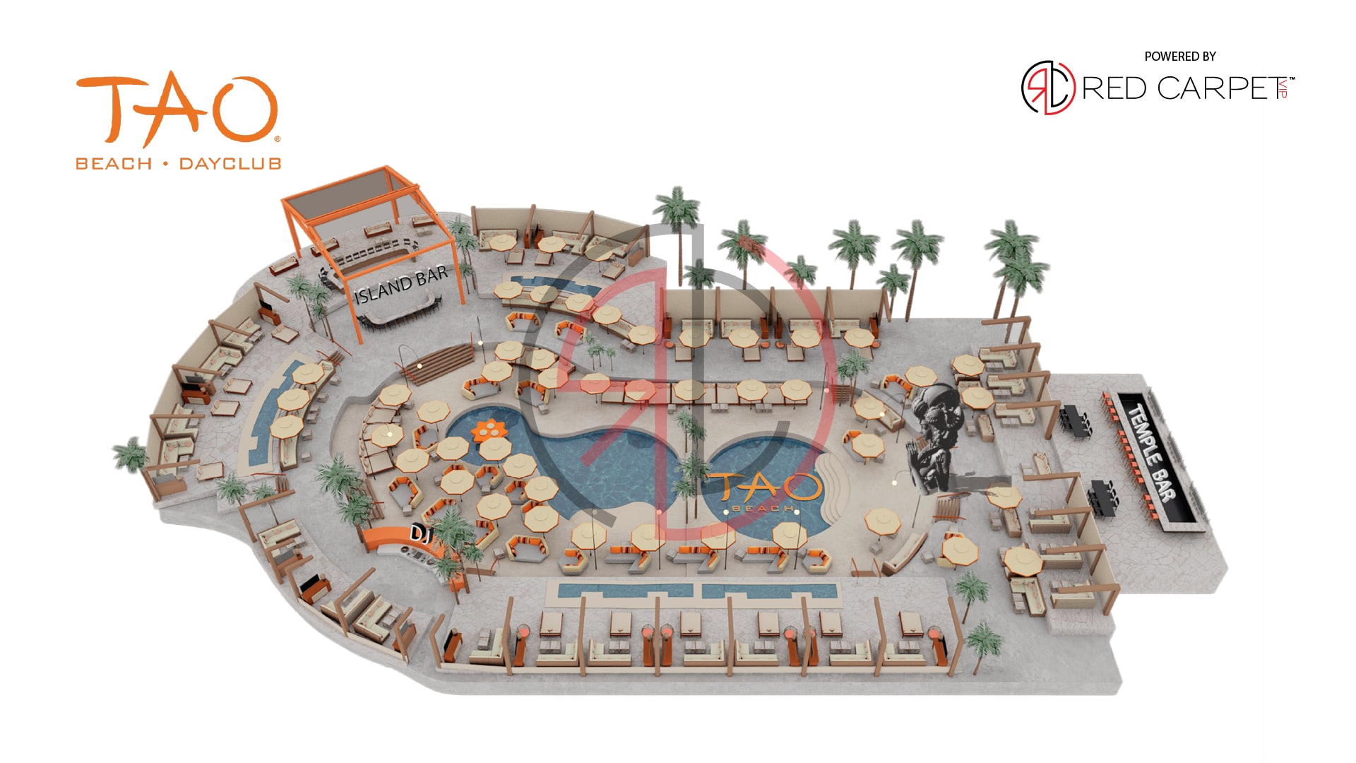 tao beach dayclub las vegas venue map