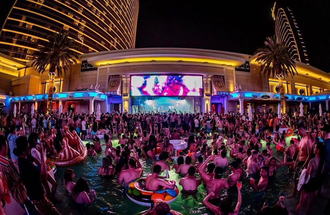 encore beach club at night pool party night swim