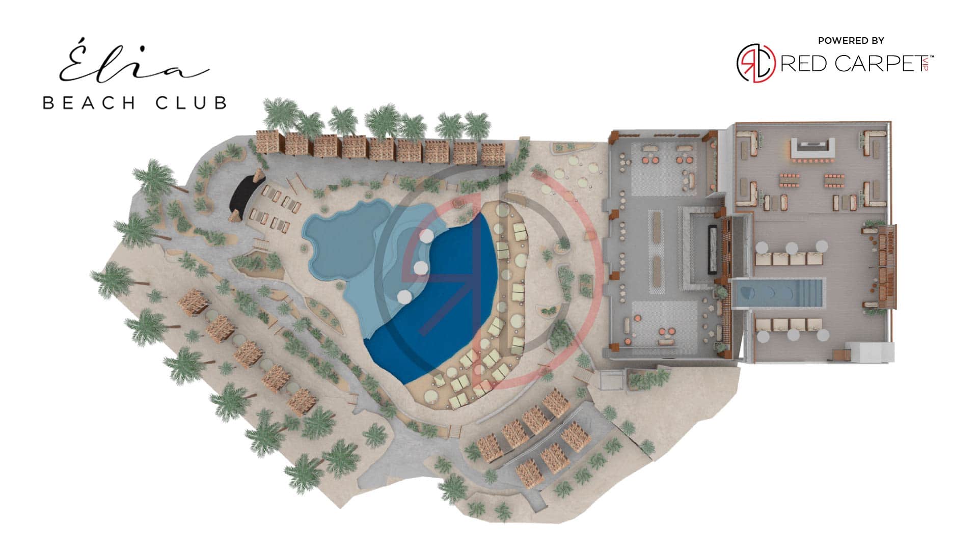 elia beach club las vegas venue map